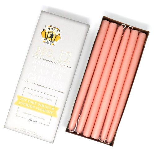 12 Inch Creamy Peach Taper Candles Mole Hollow Candles 1