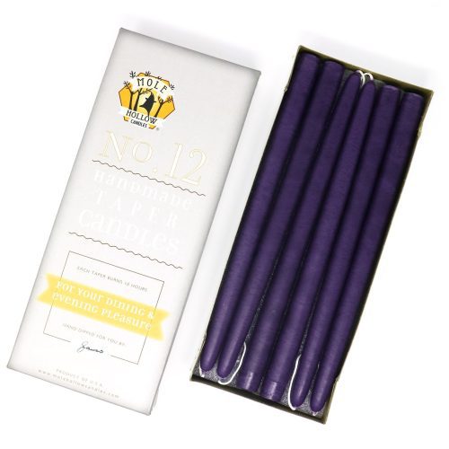 12 Inch Plum Purple Taper Candles Mole Hollow Candles