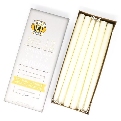 12 Inch Shell White Taper Candles Mole Hollow Candles