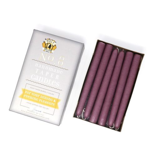 8 Mauve Taper Candles Mole Hollow Candles 1